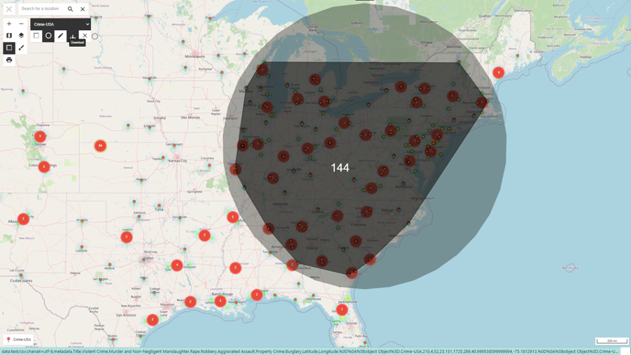 Map of violent crime