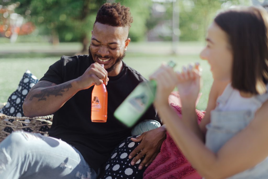 Marketing people enjoying a soft drink